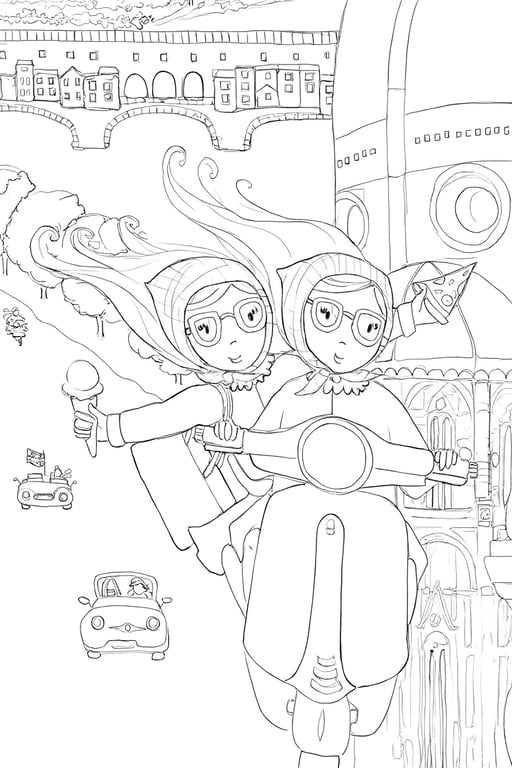Pippa and Poppy's European Adventure Coloring Pages (Digital Download PDF)